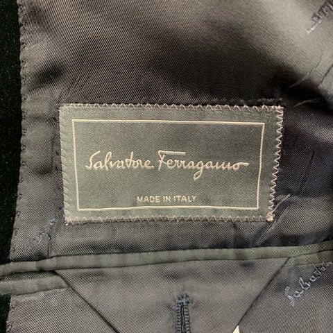 SALVATORE FERRAGAMO Size 38 Black & Burgundy Print Wool / Silk Sport Coat