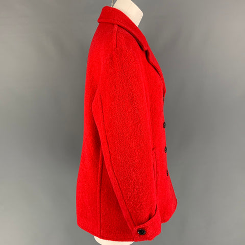 BALLY Size 10 Red Wool Blend Textured Peacoat