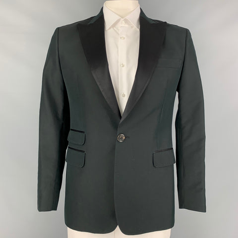 DSQUARED2 Size 42 Black Cotton Silk Peak Lapel Sport Coat