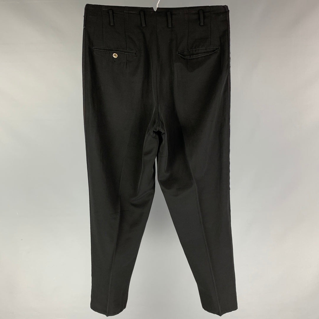 Vintage MATSUDA Size L Black Cotton Pleated Dress Pants