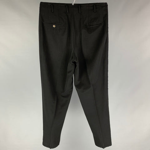 Vintage MATSUDA Size L Black Cotton Pleated Dress Pants