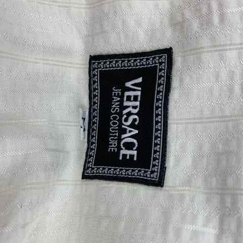 Vintage VERSACE JEANS COUTURE Size M White Stripe Cotton Blend Long Sleeve Shirt
