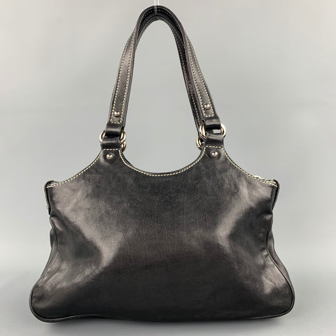 MARC JACOBS Black Contrast Stitch Leather Top Handles Handbag