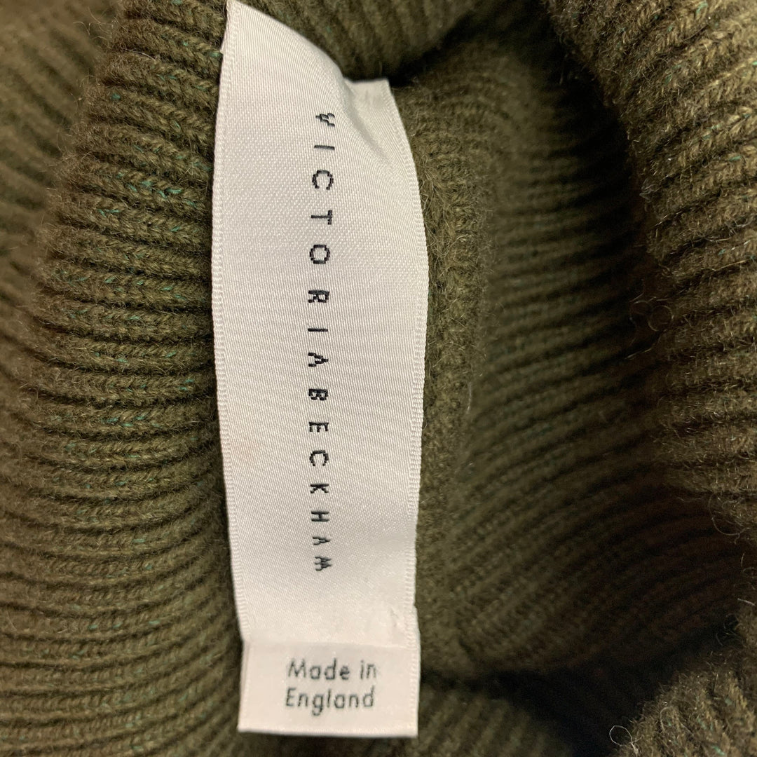 VICTORIA BECKHAM Size S Olive Cashmere Turtleneck Sweater