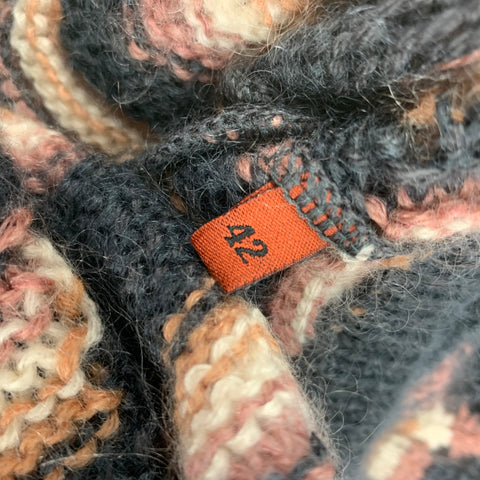 MISSONI Size 6 Dark Gray & Rose Knitted Wool / Mohair Knitted Coat