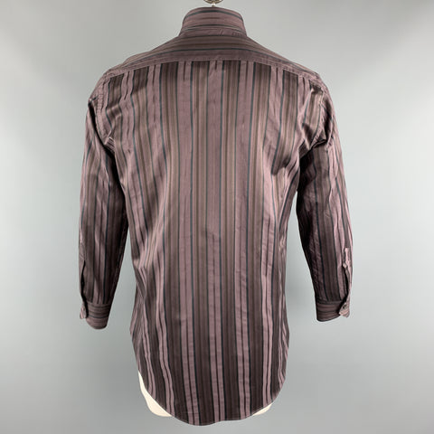 ETRO Size M Brown Stripe Cotton Button Up Long Sleeve Shirt