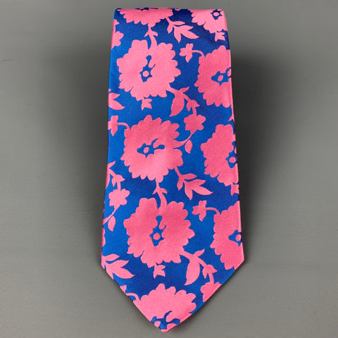 PAUL SMITH The British Collection Pink Blue Floral Silk Tie