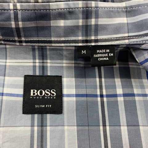 HUGO BOSS Size M Grey Plaid Cotton Button Up Long Sleeve Shirt