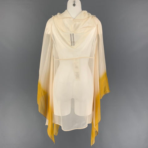 RICK OWENS SS 22 Size 2 Beige Mustard Silk Ombre Fogachine Runway Flagsleeve Moody Top