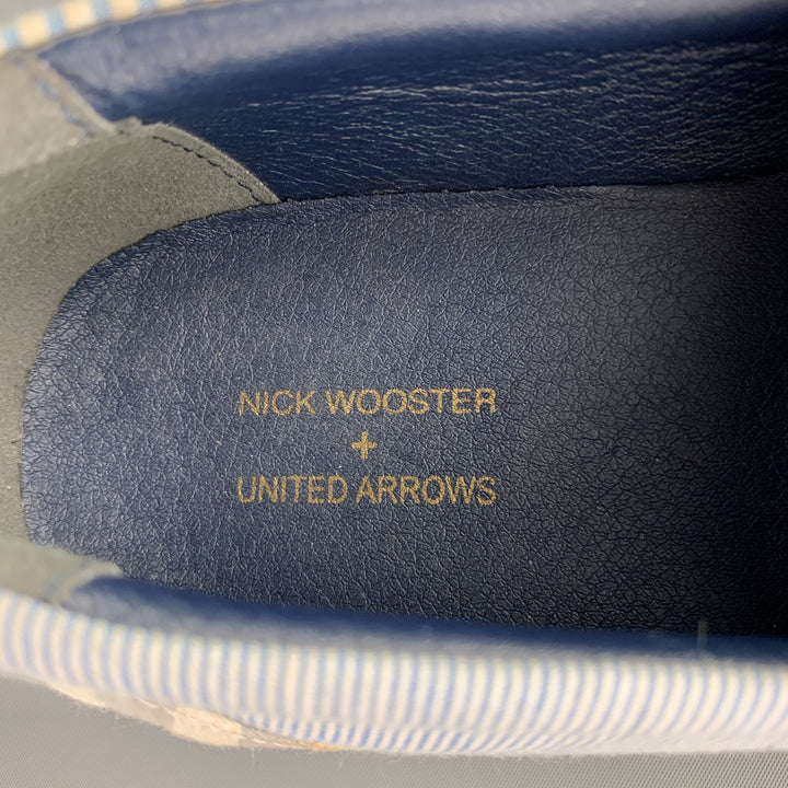 NICK WOOSTER x UNITED ARROWS Size 7 Blue & White Mixed Fabrics Canvas Sneakers