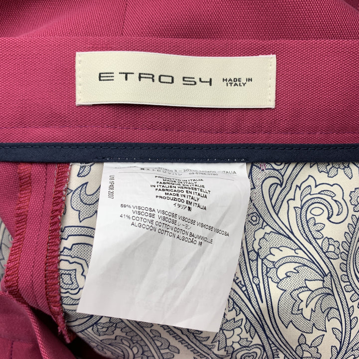 ETRO Size 38 Muted Pink Solid Cotton Blend Pique Zip Fly Casual Pants