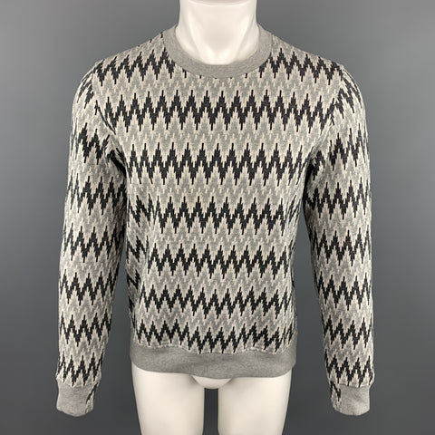 PAUL SMITH JEANS Taille S Zig Zag Pull à col rond en coton gris