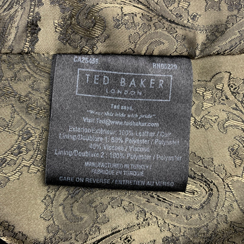 TED BAKER Size L Black Leather Zip & Snaps Zip Up Jacket