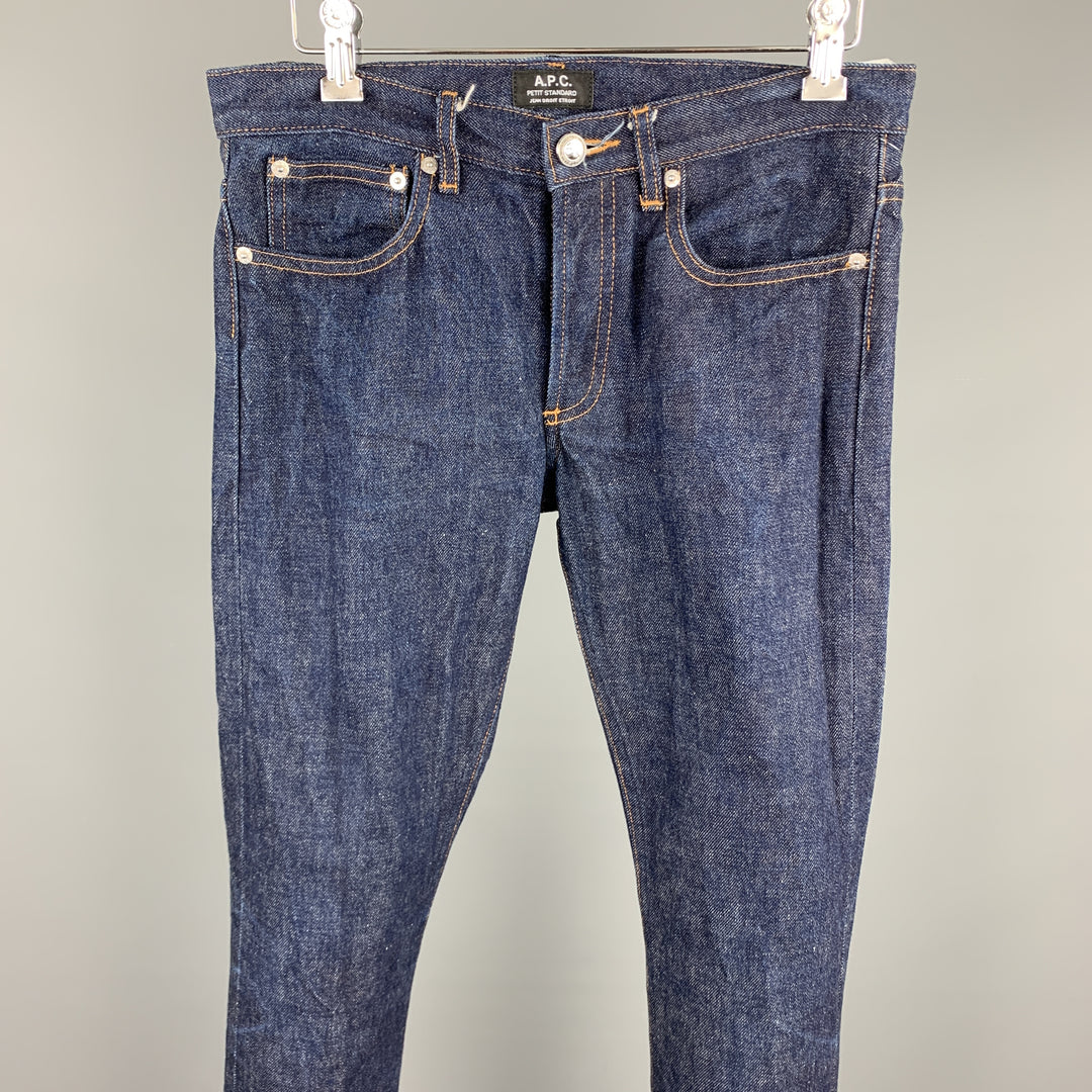 A.P.C. Size 28 Indigo Contrast Stitch Denim Button Fly Jeans