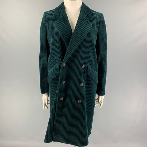 THE KOOPLES Size L Forest Green Cotton Corduroy Notch Lapel Coat