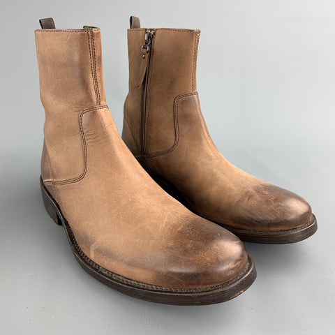 TED BAKER Taille 7 Bottes à glissière latérale en cuir antique beige
