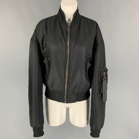 ADER ERROR Chaqueta bomber con cremallera de nailon negro talla M