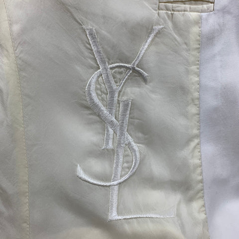 YVES SAINT LAURENT Size 40 White Cotton Peak Lapel Sport Coat