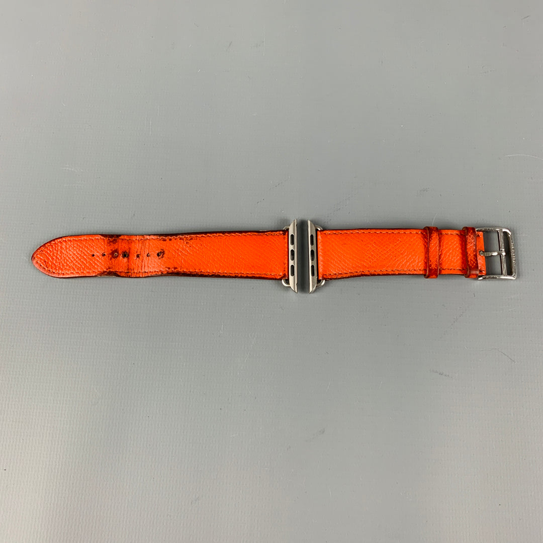 Bracelet de montre intelligente en cuir orange HERMES