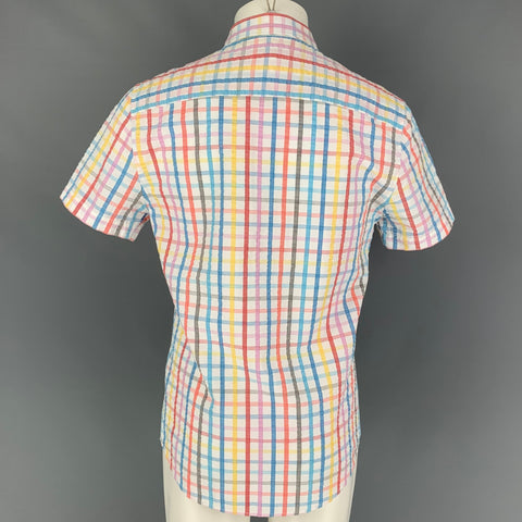 MR TURK Size M Multi-Color Checkered Cotton Short Sleeve Shirt