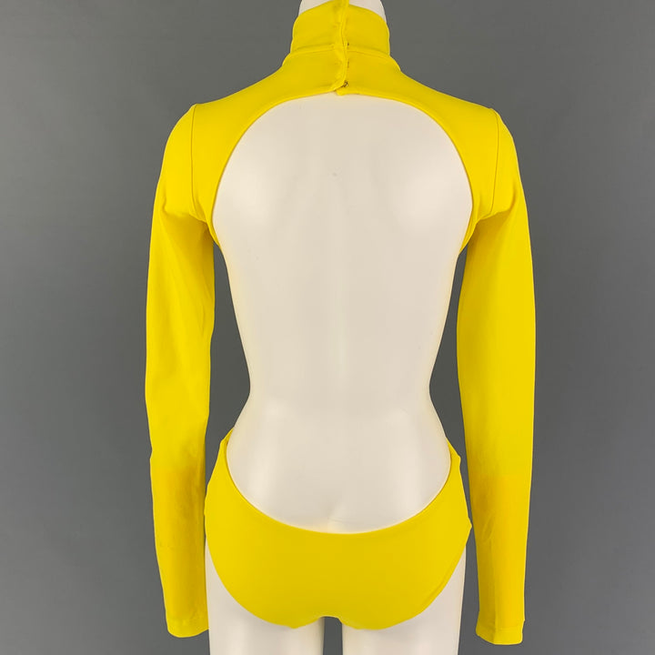 MARC JACOBS Pasarela 2021 Talla XS Traje de cuerpo abierto de poliéster amarillo
