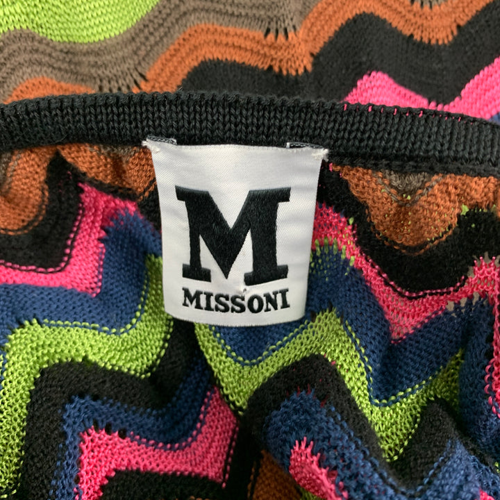 M MISSONI Size 12 Multi-Color Knitted Cotton Blend A-line Dress