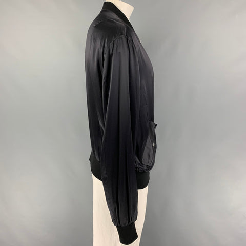 RtA Size XL Black Silk Bomber Jacket