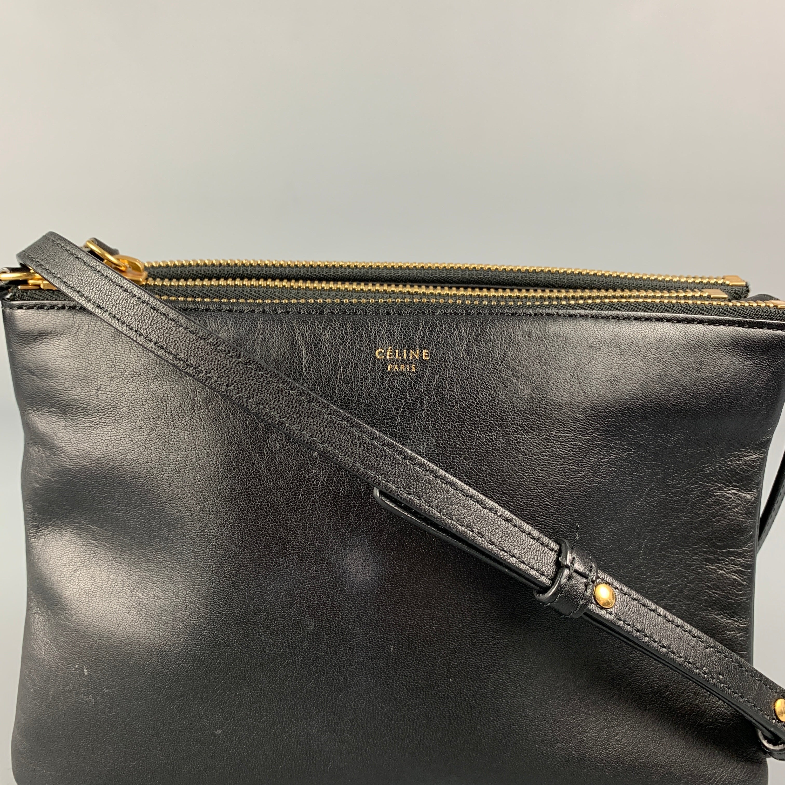 ショルダーバッグ celine trio small CELINE Black Leather Small Trio Cross Body Bag – Sui Generis