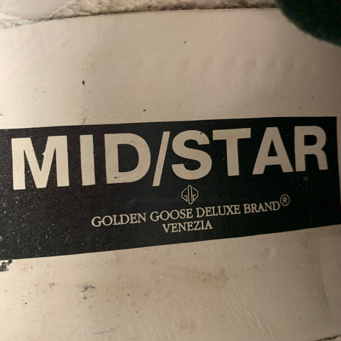 GOLDEN GOOSE Size 7 Silver & Black Suede Mid Star Sneakers