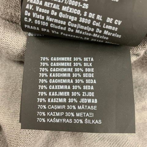 PRADA Size XL Grey Cashmere Silk Crew-Neck Pullover