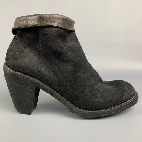 GUIDI Talla 8 Botines de piel de ante negro