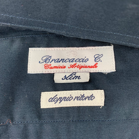 BRANCACCIO Size S Navy Cotton Button Up Long Sleeve Shirt