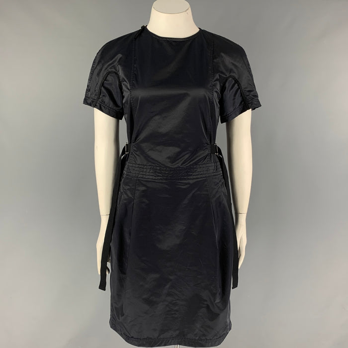 Vintage DRIES VAN NOTEN Size 10 Navy Blue Cotton Blend Knee Length Dress