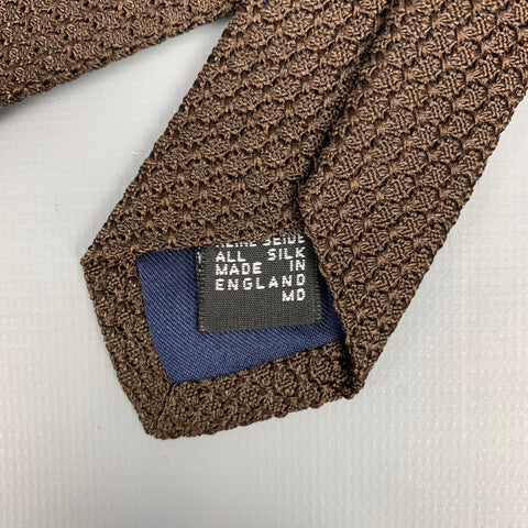 DRAKES LONDON Brown Textured Silk Tie