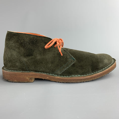 RALPH LAUREN Taille 8,5 Bottes à lacets en daim vert forêt
