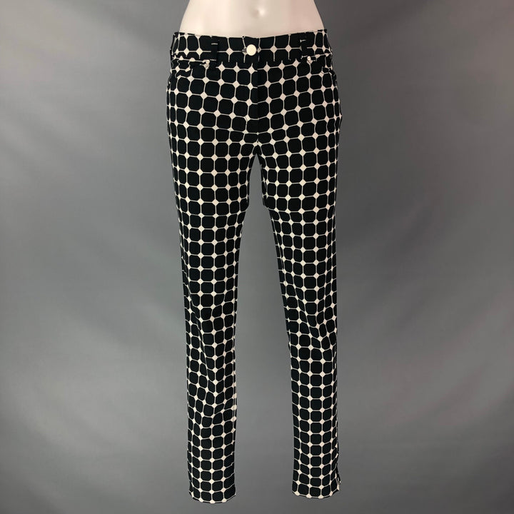 BALENCIAGA Size 4 Black White Cotton &  Elastane Checkered Dress Pants