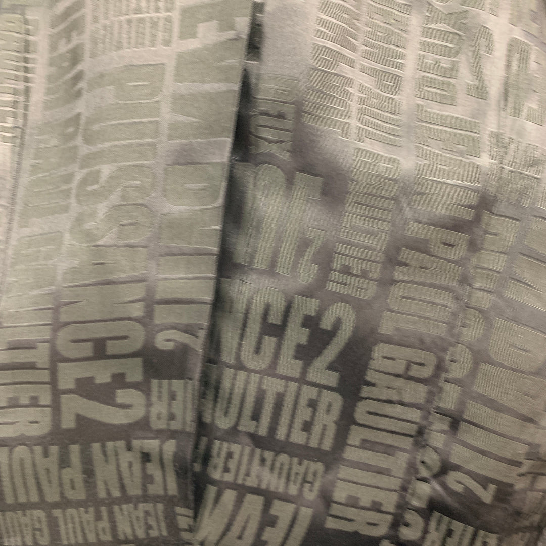 JEAN PAUL GAULTIER Size 10 Black Coated Cotton Belted Double Breasted Jacket