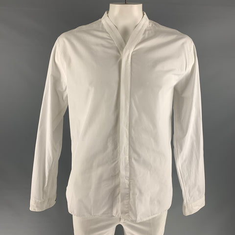 THE KOOPLES Taille XL Chemise à manches longues en coton uni blanc à col ouvert