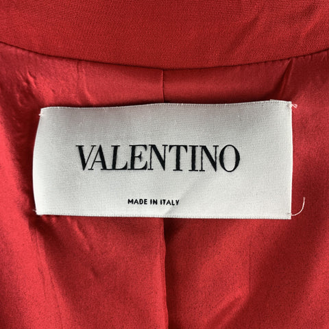 VALENTINO Size 2 Red Silk Wool Peak Lapel Blazer