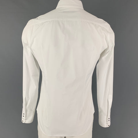 DSQUARED2 Size L White Mixed Fabrics Cotton Tuxedo Long Sleeve Shirt