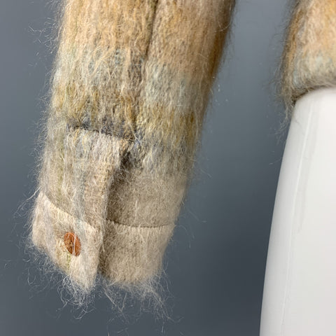 BARRY BRICKEN Taille 8 Tan Plaid Mohair Blend Peak Veste à revers