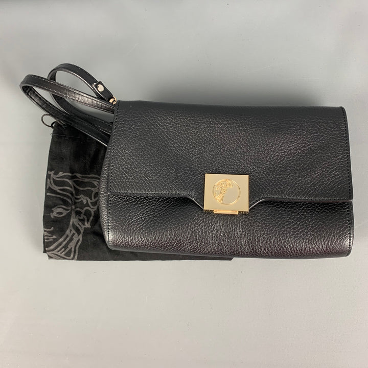 VERSACE COLLECTION Black Pebble Grain Leather Handbag & Leather Goods