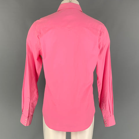 ACNE Size M Pink Solid Cotton &  Viscose Snaps Long Sleeve Shirt