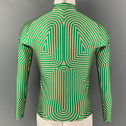 WALTER VAN BEIRENDONCK Size XS Green Striped Jersey Bike Top