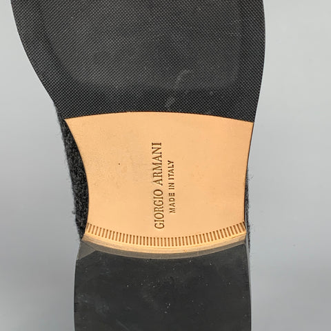 GIORGIO ARMANI Size 10.5 Charcoal Textured Wool Lace Up Shoes