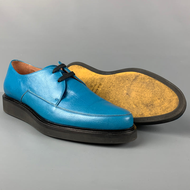 PAUL SMITH Size 10 Blue Leather Lace Up Shoes
