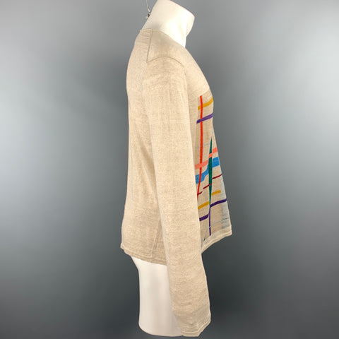 COMME des GARCONS HOMME DEUX Size S Khaki Knitted Linen Boat Neck Pullover