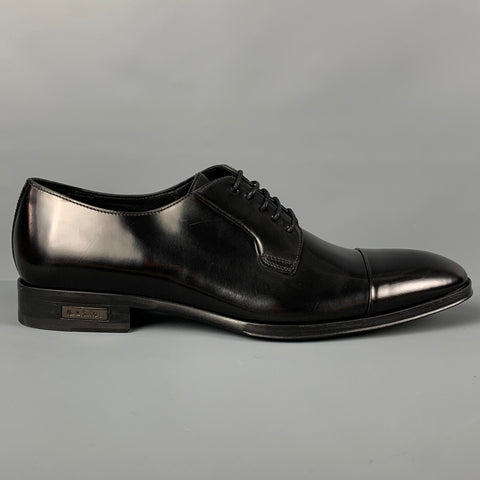 PAUL SMITH Size 9.5 Black Leather Cap Toe Shoes