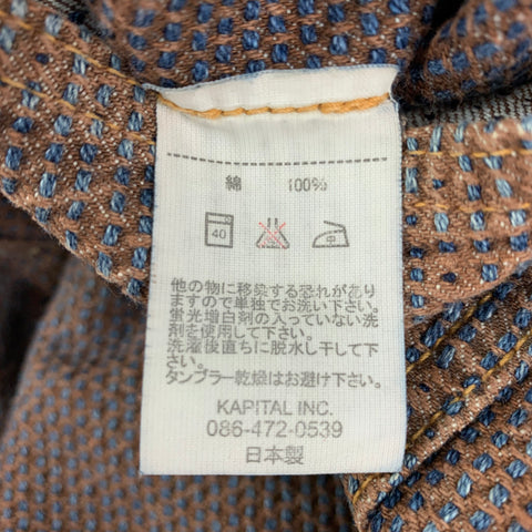 KAPITAL Size 38 Blue Brown Textured Cotton Jean Casual Pants