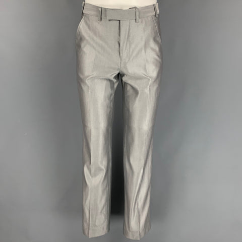 TED BAKER Size 36 Grey Wool Silk Notch Lapel 3 Piece Suit